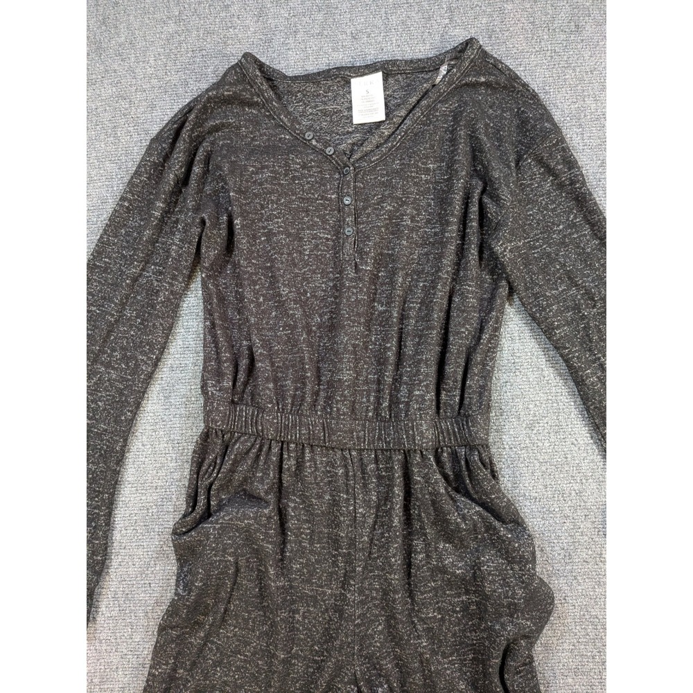 Serra Henley Jumpsuit Women Size S Long Sleeve Space Dye Gray Loungewear Jogger
